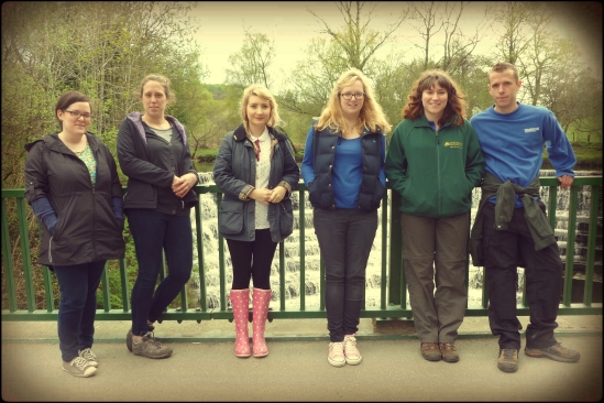 2012-2013 HLF Trainees at Etherow Country Park. L-R: Emma Harrold, Juliette Griffiths, Emma Hadley, Katie Paton, Emma Key, Greg Booth. Rosie Brady should be here although she now has a job with English Heritage, which is brilliant!